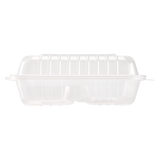 8''x8'' Hinged Containers 3 Compartments - Large Multi Compartment Clamshell Take Out Boxes - Karat PP Plastic - 250 count-Karat
