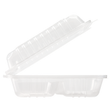 8''x8'' Hinged Containers 3 Compartments - Large Multi Compartment Clamshell Take Out Boxes - Karat PP Plastic - 250 count-Karat