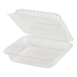 8''x8'' Hinged Containers - Large Clamshell Take Out Boxes - Karat PP Plastic - 250 count-Karat