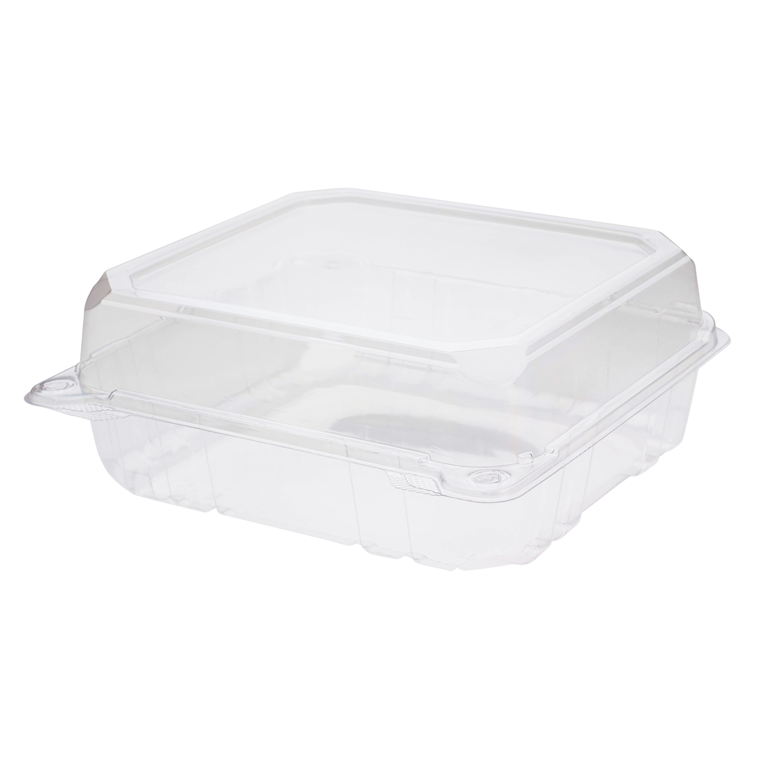8''x8'' Hinged Containers - Large Clamshell Takeout Boxes - Karat PET Plastic - 250 count-To-Go Packaging-Karat-Restaurant Supply Drop