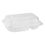 9''x6'' 2 Compartments Hinged Take Out Boxes- 2 Compartment Clamshell Containers - Karat PP Plastic - 250 count-To-Go Packaging-Karat-Restaurant Supply Drop