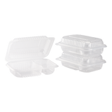 9''x6'' 2 Compartments Hinged Take Out Boxes- 2 Compartment Clamshell Containers - Karat PP Plastic - 250 count-To-Go Packaging-Karat-Restaurant Supply Drop