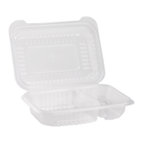 9''x6'' 2 Compartments Hinged Take Out Boxes- 2 Compartment Clamshell Containers - Karat PP Plastic - 250 count-To-Go Packaging-Karat-Restaurant Supply Drop