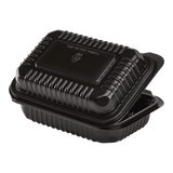 9''x6'' Black Hinged Containers - Black Half Clamshell Take Out Box - Karat PP Plastic - 250 count-Karat