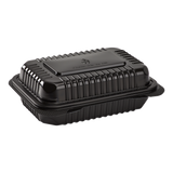 9''x6'' Black Hinged Containers - Black Half Clamshell Take Out Box - Karat PP Plastic - 250 count-Karat