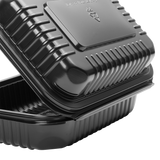 9''x6'' Black Hinged Containers - Black Half Clamshell Take Out Box - Karat PP Plastic - 250 count-Karat