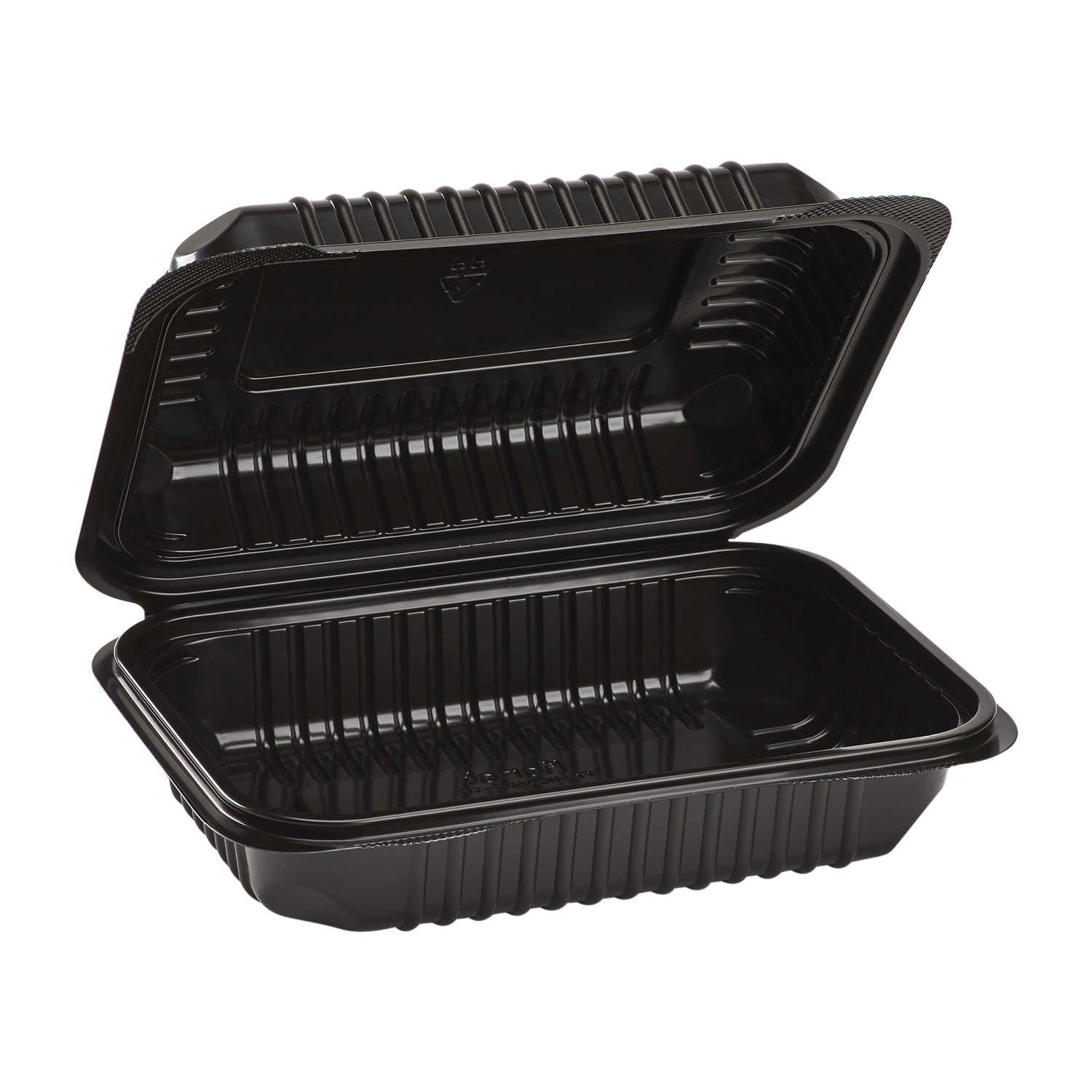 9''x6'' Black Hinged Containers - Black Half Clamshell Take Out Box - Karat PP Plastic - 250 count-Karat