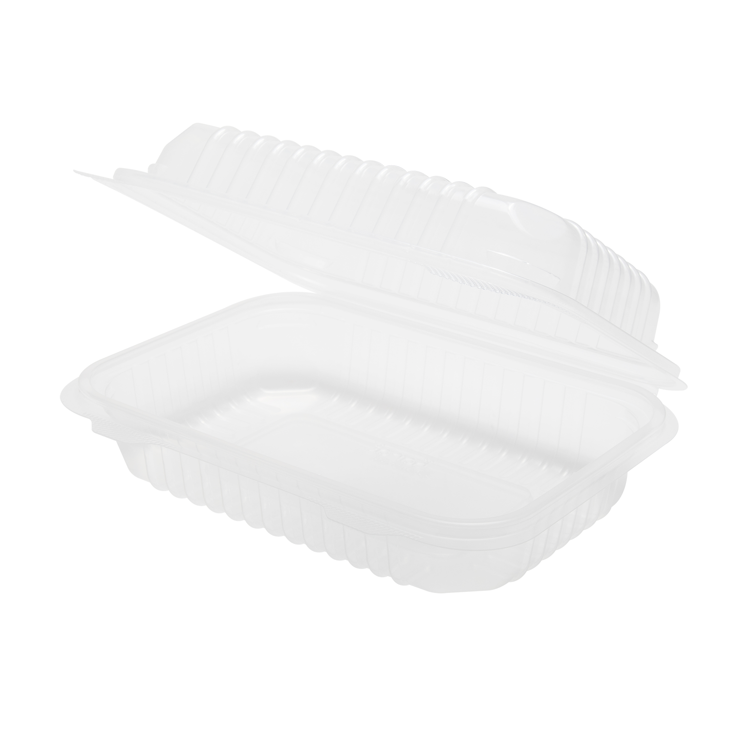 9''x6'' Clear Hinged Take Out Box- Clear Half Clamshell Container - Karat PP Plastic - 250 count-Karat