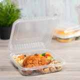 9''x9'' Hinged 3 Compartment Take out Boxes- Extra Large Clamshell Containers 3C - Karat PP Plastic - 200 ct-Karat