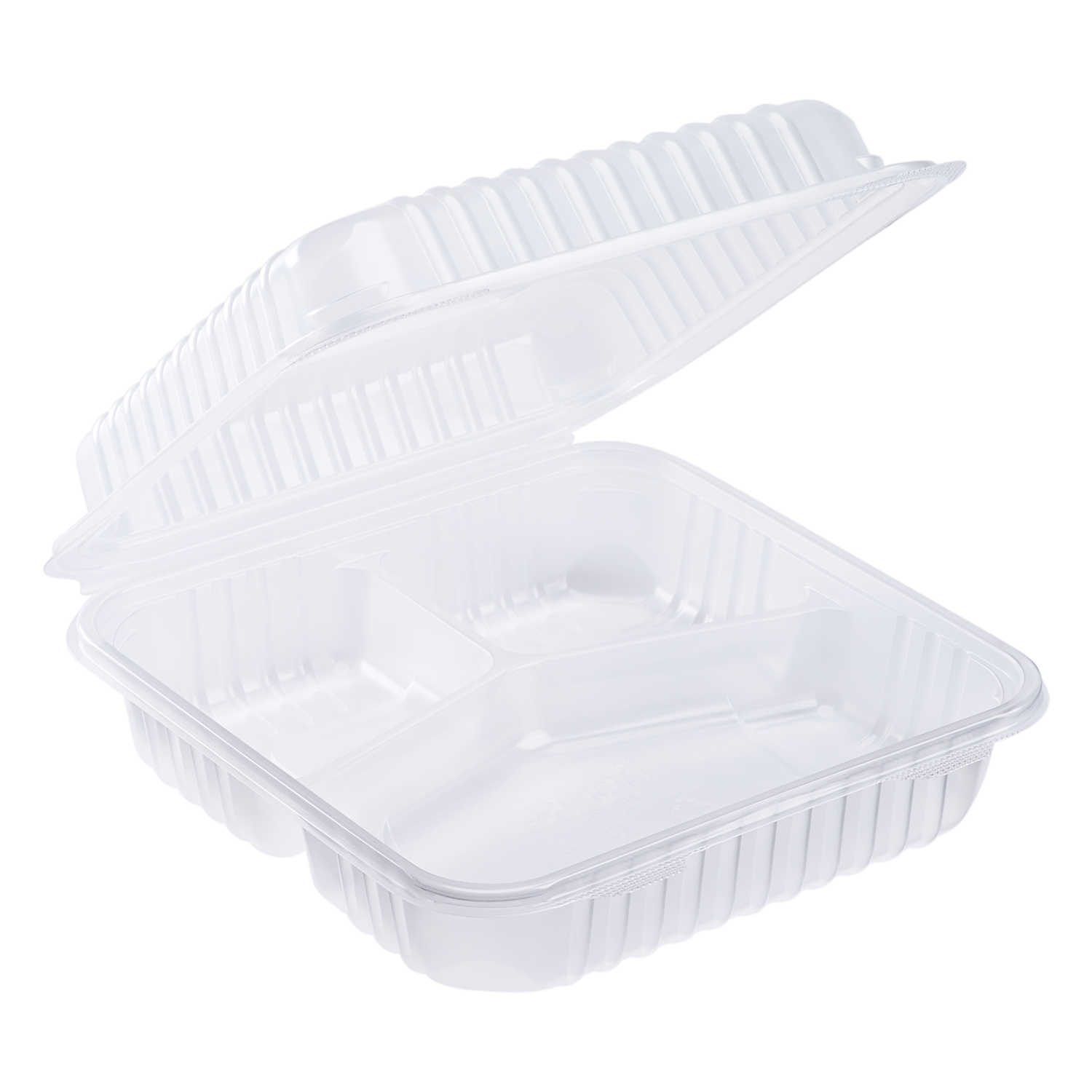 9''x9'' Hinged 3 Compartment Take out Boxes- Extra Large Clamshell Containers 3C - Karat PP Plastic - 200 ct-Karat