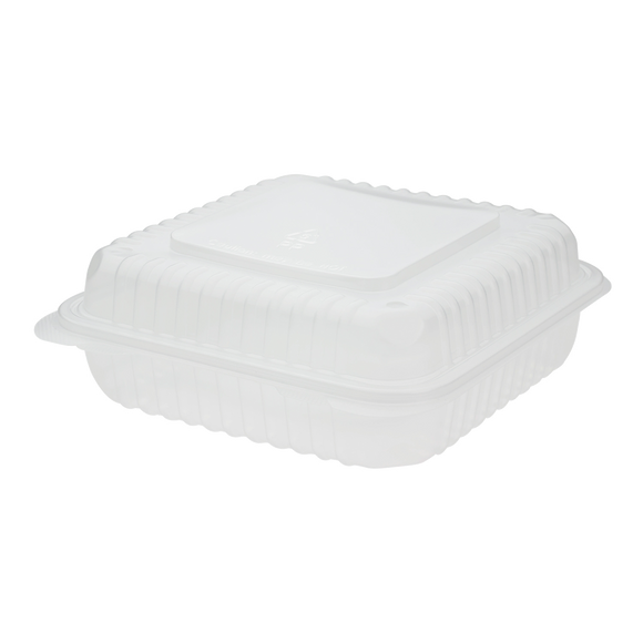 9''x9'' Hinged To Go Box - Extra Large Clamshell Containers - Karat PP Plastic - 200 ct-Karat