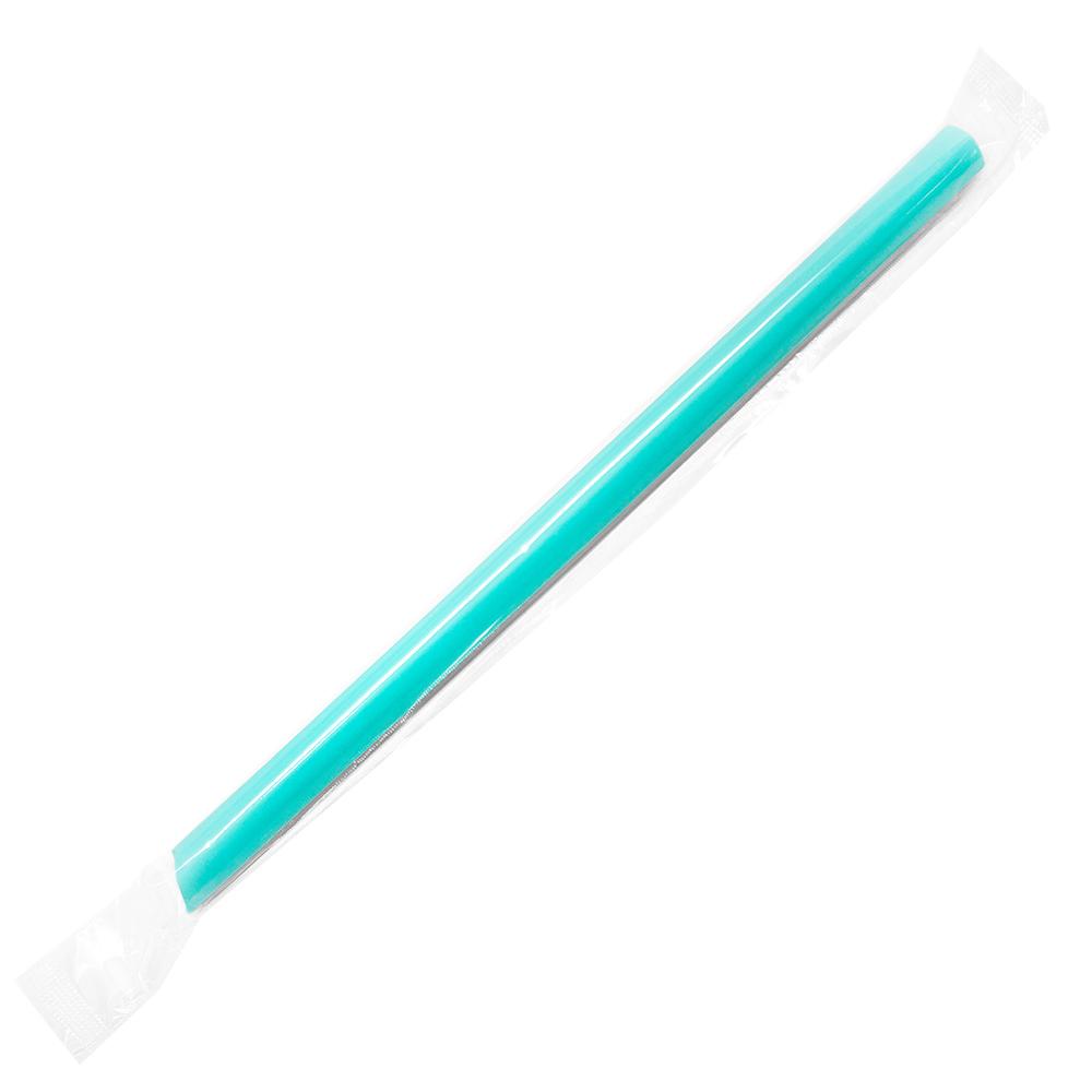 Aqua Bubble Tea Straws - Plastic Straws 9'' Boba Tea Straws (10mm) Poly Wrapped - Aqua - 1,600 count-Straws & Stirrers-Karat-Restaurant Supply Drop