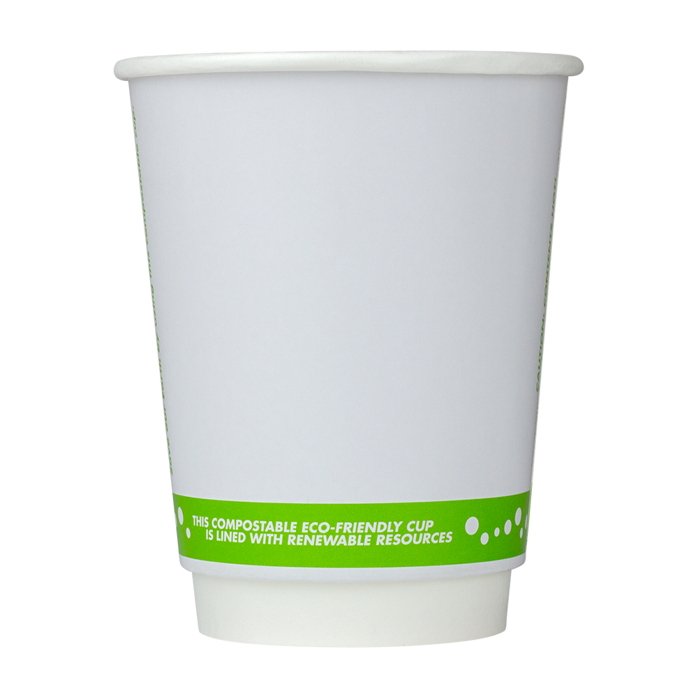 Compostable Insulated 12 oz Coffee Cups - Karat Earth 12oz Eco-Friendly Insulated Paper Hot Cups - One Cup, One Earth (90mm) - 500 ct-Karat