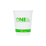 Compostable Insulated 12 oz Coffee Cups - Karat Earth 12oz Eco-Friendly Insulated Paper Hot Cups - One Cup, One Earth (90mm) - 500 ct-Karat