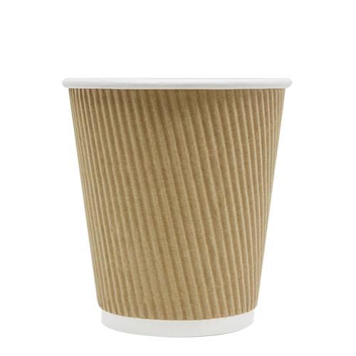 Disposable Coffee Cups - 10oz Ripple Paper Hot Cups - Kraft (90mm) - 500 ct-Cups & Lids-Karat-Restaurant Supply Drop