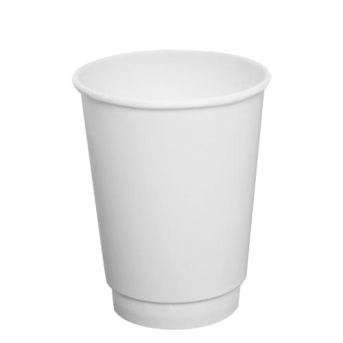 Disposable Coffee Cups - 12oz Insulated Paper Hot Cups - White (90mm) - 500 ct-Cups & Lids-Karat-Restaurant Supply Drop
