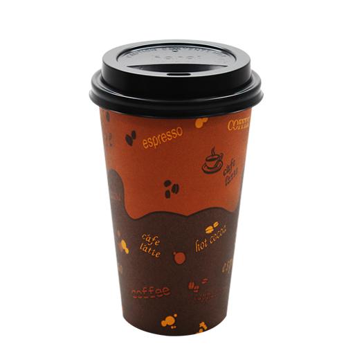 Disposable Coffee Cups - 16oz Generic Paper Hot Cups and Black Sipper Dome Lids (90mm)-Cups & Lids-Karat-Restaurant Supply Drop