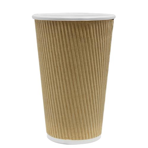 Disposable Coffee Cups - 16oz Ripple Paper Hot Cups - Kraft (90mm) - 500 ct-Cups & Lids-Karat-Restaurant Supply Drop