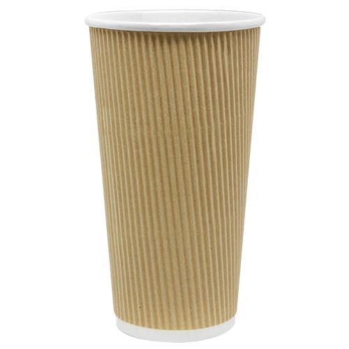 Disposable Coffee Cups - 20oz Ripple Paper Hot Cups - Kraft (90mm) - 500 ct-Cups & Lids-Karat-Restaurant Supply Drop