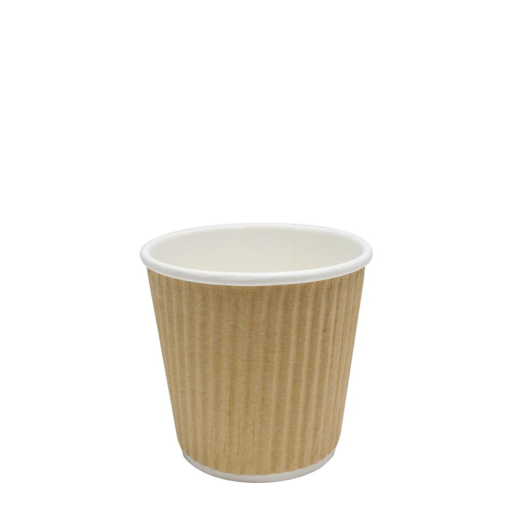 Disposable Coffee Cups - 4oz Ripple Paper Hot Cups - Kraft 62mm) - 500 ct-Cups & Lids-Karat-Restaurant Supply Drop