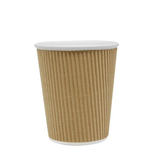 Disposable Coffee Cups - 8oz Ripple Paper Hot Cups - Kraft (80mm) - 500 ct-Cups & Lids-Karat-Restaurant Supply Drop