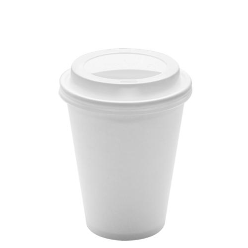 Disposable Paper Coffee Cups with Lids - 12 oz White with White Sipper Dome Lids (90mm)-Cups & Lids-Karat-Restaurant Supply Drop