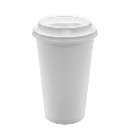 Disposable Paper Coffee Cups with Lids - 16 oz with White Sipper Dome Lids (90mm)-Cups & Lids-Karat-Restaurant Supply Drop