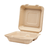 Extra Large Biodegradable 3 Compartment Takeout Box - Karat Earth 9x9 Bagasse Compostable Container- 200 ct-To-Go Packaging-Karat-Restaurant Supply Drop