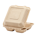 Extra Large Biodegradable 3 Compartment Takeout Box - Karat Earth 9x9 Bagasse Compostable Container- 200 ct-To-Go Packaging-Karat-Restaurant Supply Drop