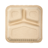 Extra Large Biodegradable 3 Compartment Takeout Box - Karat Earth 9x9 Bagasse Compostable Container- 200 ct-To-Go Packaging-Karat-Restaurant Supply Drop