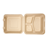 Extra Large Biodegradable 3 Compartment Takeout Box - Karat Earth 9x9 Bagasse Compostable Container- 200 ct-To-Go Packaging-Karat-Restaurant Supply Drop
