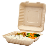 Extra Large Biodegradable 3 Compartment Takeout Box - Karat Earth 9x9 Bagasse Compostable Container- 200 ct-To-Go Packaging-Karat-Restaurant Supply Drop