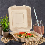 Extra Large Biodegradable Take Out Boxes - Karat Earth 9x9 Bagasse Containers - 200 ct-To-Go Packaging-Karat-Restaurant Supply Drop