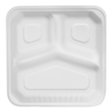 Extra Large Compostable 3 Compartment Food Container - Karat Earth 9x9 Bagasse Hinged Box 200 ct-To-Go Packaging-Karat-Restaurant Supply Drop
