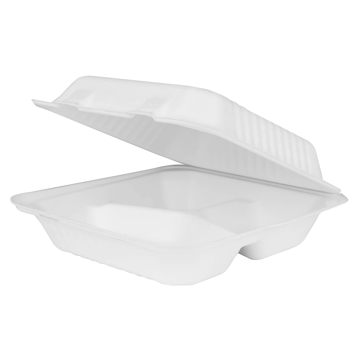 Extra Large Compostable 3 Compartment Food Container - Karat Earth 9x9 Bagasse Hinged Box 200 ct-To-Go Packaging-Karat-Restaurant Supply Drop