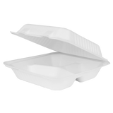 Extra Large Compostable 3 Compartment Food Container - Karat Earth 9x9 Bagasse Hinged Box 200 ct-To-Go Packaging-Karat-Restaurant Supply Drop