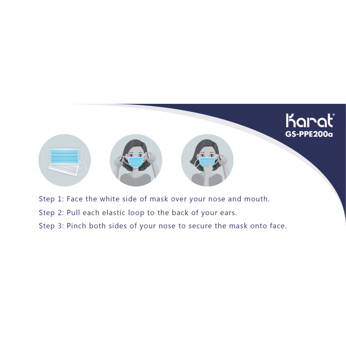 Face Mask with Elastic Ear Loops, 3-Ply - 50 Bulk Face Masks-Janitorial & Sanitation-Karat-Restaurant Supply Drop
