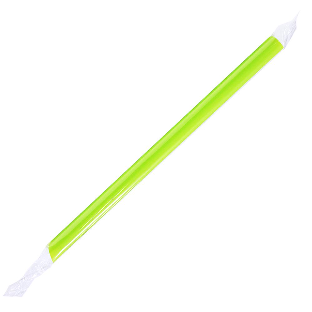 Green Bubble Tea Straws - 9'' Plastic Boba Tea Straws (10mm) Poly Wrapped - Green - 1,600 count-Straws & Stirrers-Karat-Restaurant Supply Drop