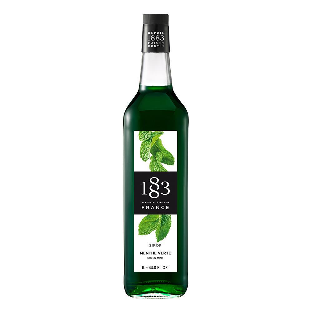 Green Mint Syrup 1883 Maison Routin - 1 Liter Bottle-Syrups-1883 Maison Routin-Restaurant Supply Drop