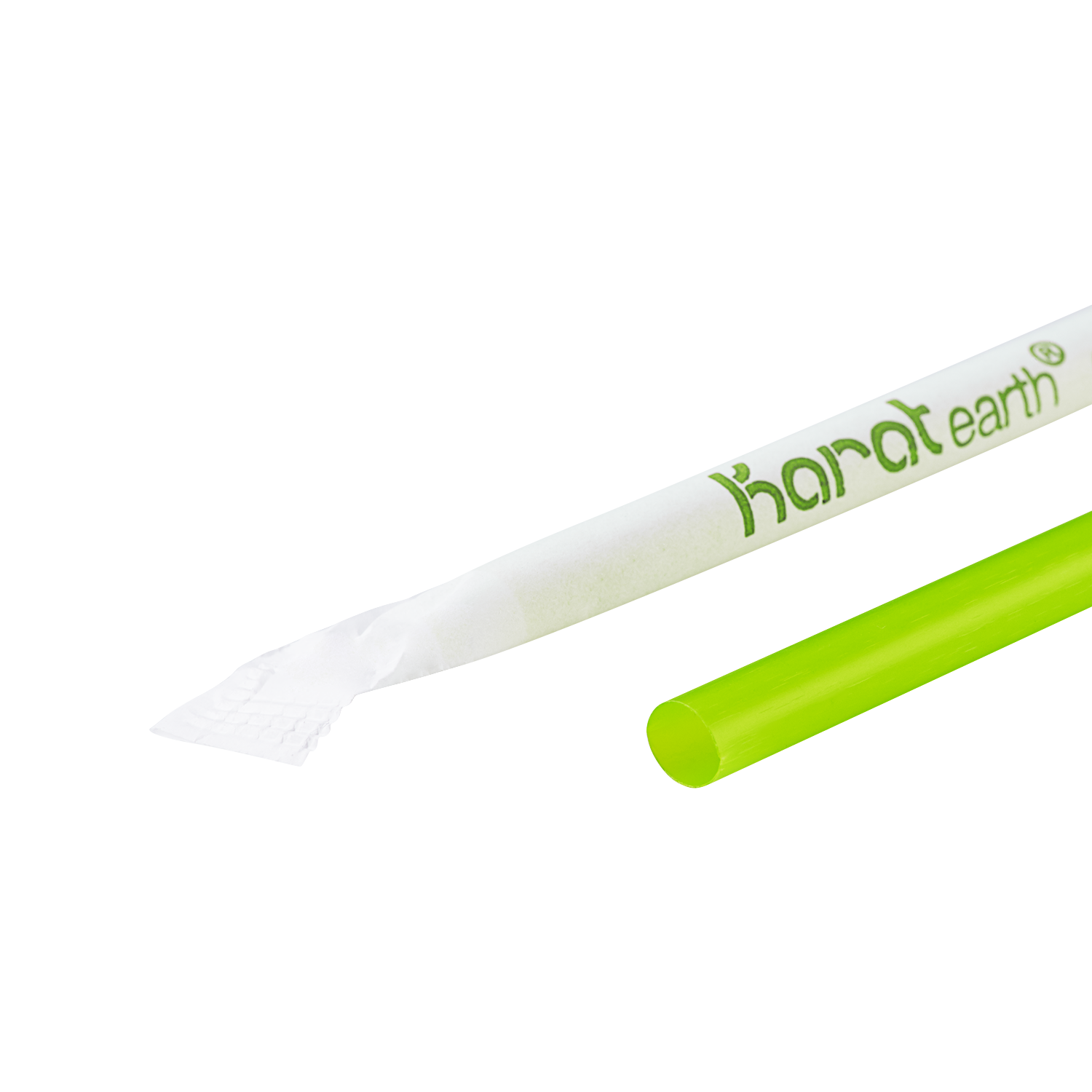 Green PLA Straws - Karat Earth 8.75" Giant PLA Straws (7mm) Paper Wrapped - Green - 2,500 ct-Straws & Stirrers-Karat-Restaurant Supply Drop