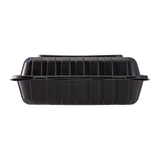 Jumbo Black 3 Compartment Takeout Containers Wholesale - 9"x9" Mineral Filled Hinged Food Boxes - Karat Earth 120 ct-To-Go Packaging-Karat-Restaurant Supply Drop