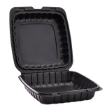 Jumbo Black Take Out Containers - 9"x9" Mineral Filled Hinged Carry Out Boxes - Karat Earth - Black - 120 ct-To-Go Packaging-Karat-Restaurant Supply Drop