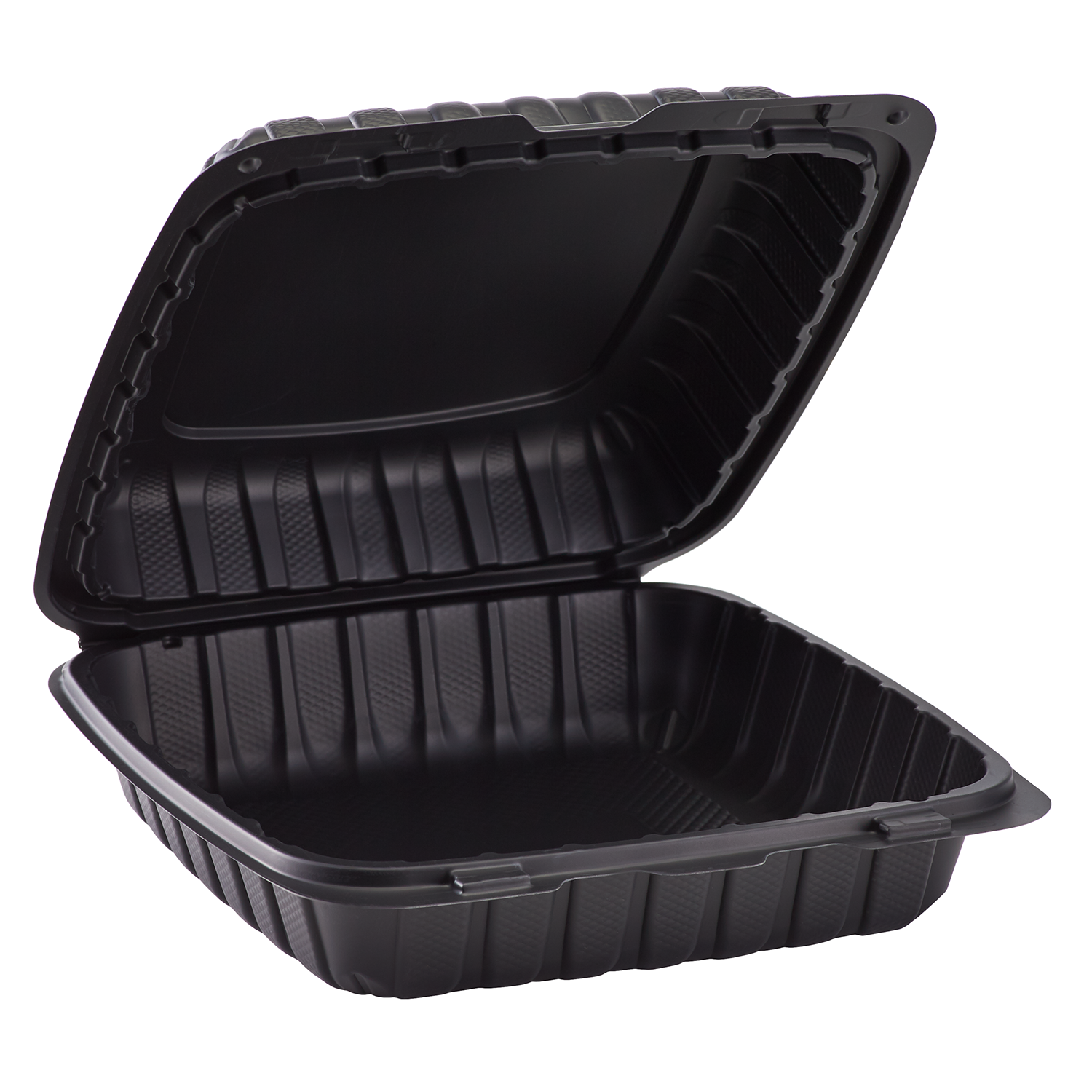 Jumbo Black Take Out Containers - 9"x9" Mineral Filled Hinged Carry Out Boxes - Karat Earth - Black - 120 ct-To-Go Packaging-Karat-Restaurant Supply Drop