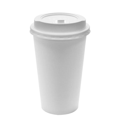 Karat 16oz White Paper Hot Cups and White Enclosure Lids (90mm)-Cups & Lids-Karat-Restaurant Supply Drop
