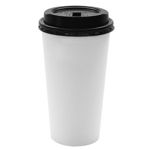 Karat 20oz White Paper Hot Cups and Black Enclosure Lids (90mm)-Cups & Lids-Karat-Restaurant Supply Drop