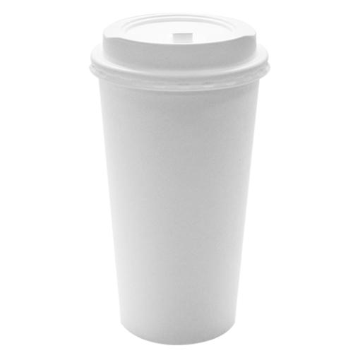 Karat 20oz White Paper Hot Cups and White Enclosure Lids (90mm)-Cups & Lids-Karat-Restaurant Supply Drop