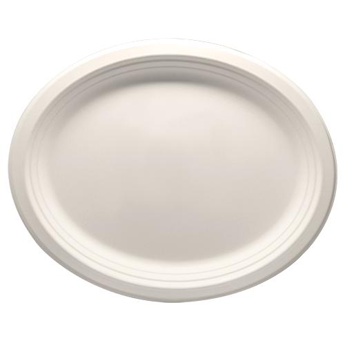 Karat Earth 12.5''x10'' Compostable Bagasse Oval Plates - 500 ct-Bowls & Plates-Karat-Restaurant Supply Drop