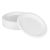 Karat Earth 9'' Compostable Bagasse Round Plates - 500 ct-Bowls & Plates-Karat-Restaurant Supply Drop