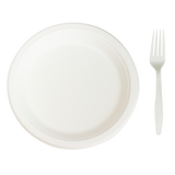 Karat Earth 9'' Compostable Bagasse Round Plates - 500 ct-Bowls & Plates-Karat-Restaurant Supply Drop