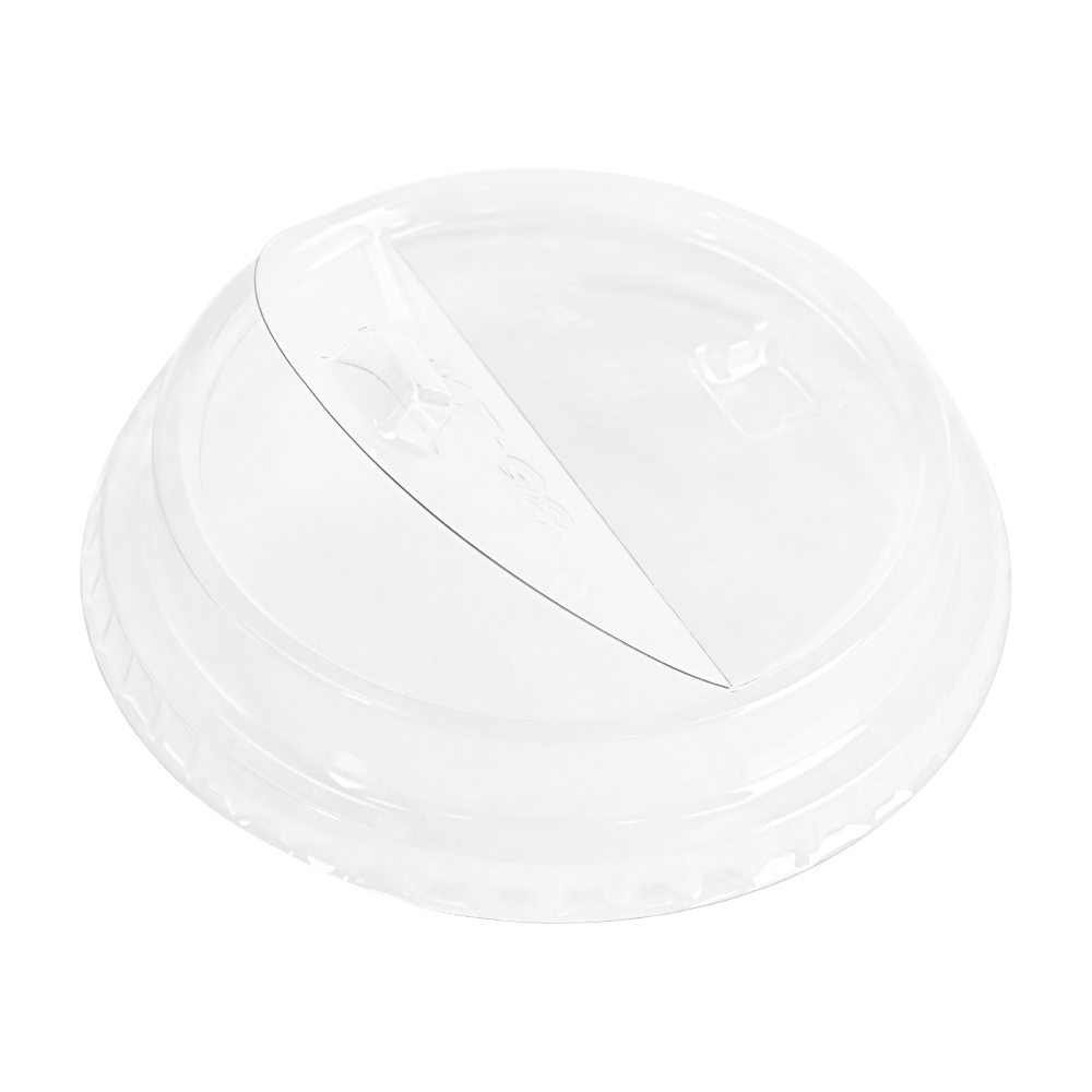 Karat Half Moon Sipper lids for 12-24oz PET Plastic cup - 98mm - Strawless Lids-Cups & Lids-karat-Restaurant Supply Drop